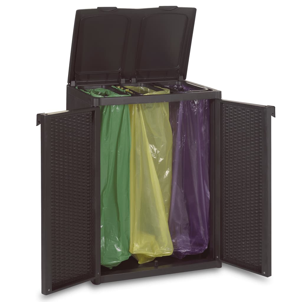 Vuilnisbak Met 2 Deuren 65X45X88 Cm Pp Zwart