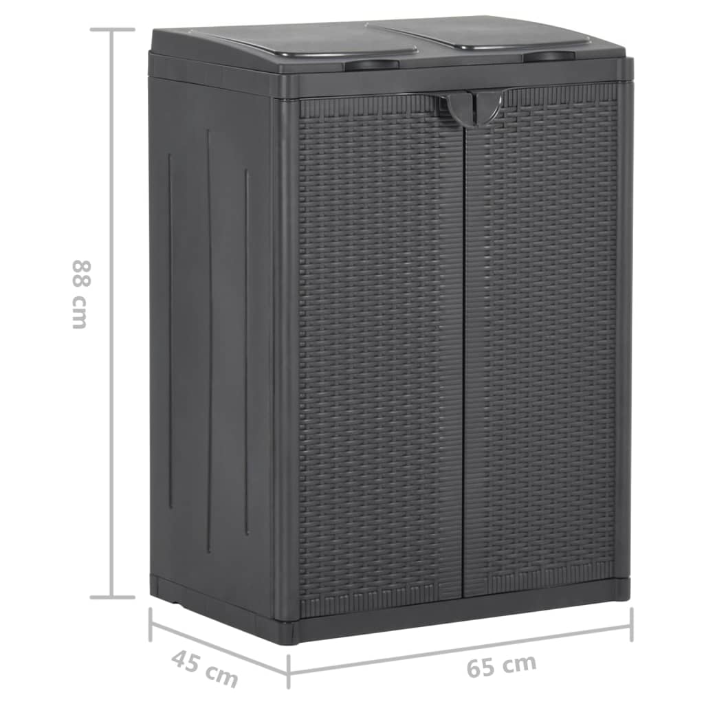 Vuilnisbak Met 2 Deuren 65X45X88 Cm Pp Zwart