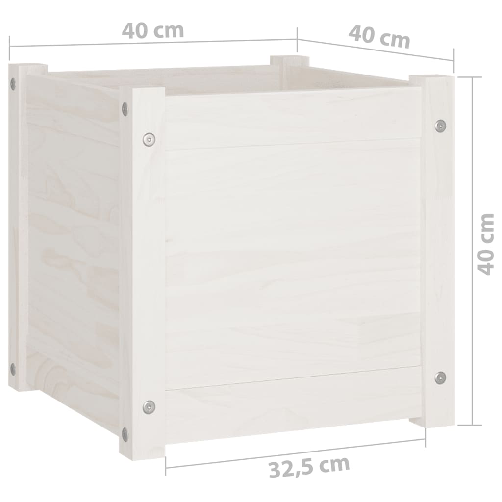 Plantenbak 40X40X40 Cm Massief Grenenhout Wit