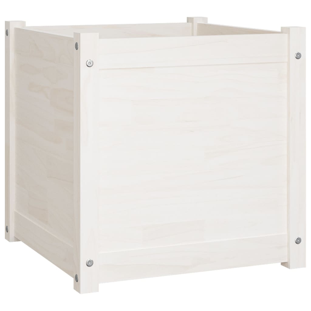Plantenbakken 2 St 50X50X50 Cm Massief Grenenhout Wit