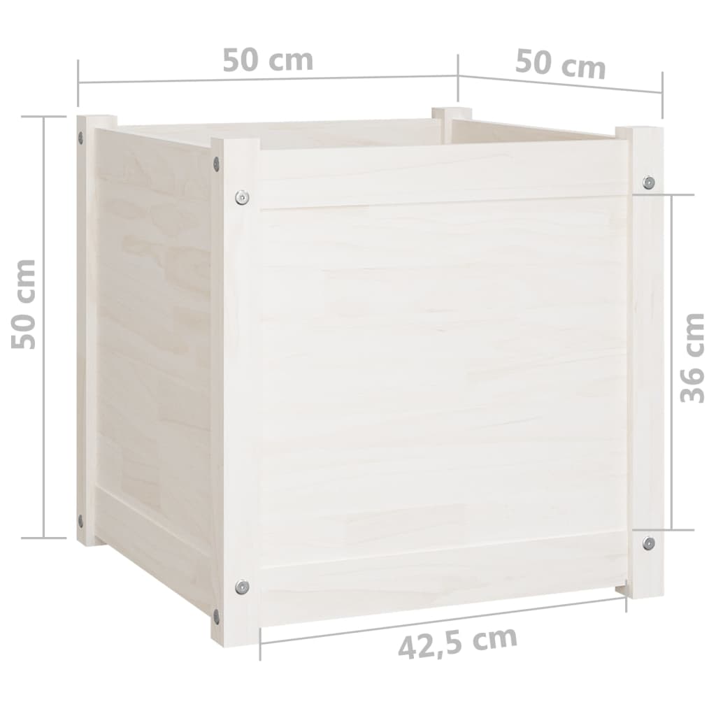 Plantenbakken 2 St 50X50X50 Cm Massief Grenenhout Wit