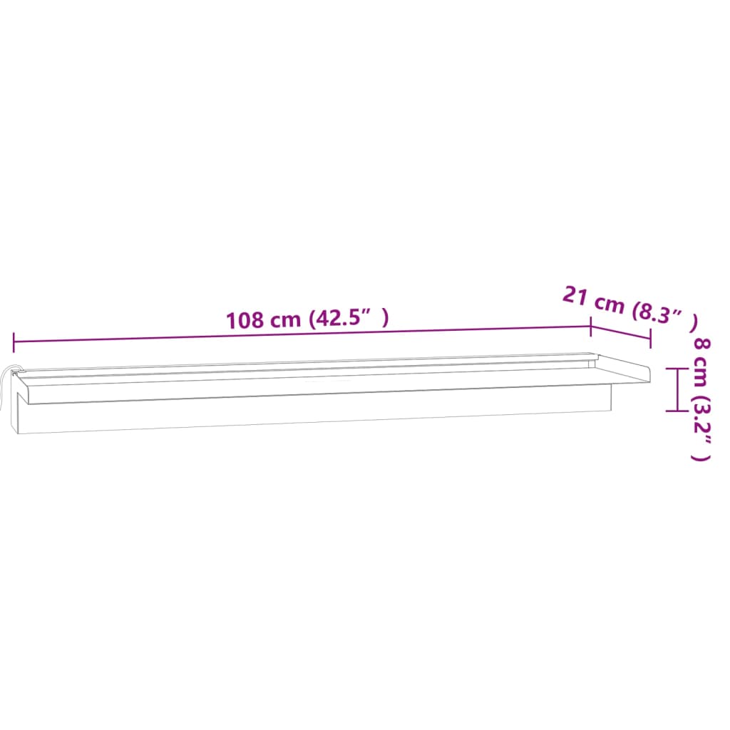 Watervaloverlaat Met Rgb Led's 108 Cm Roestvrij Staal