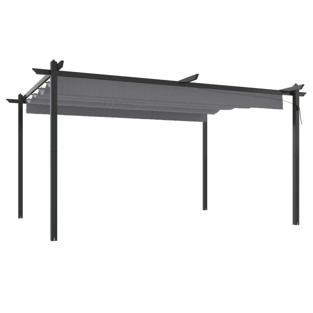 Tuinprieel Met Uittrekbaar Dak 4X3 M Antracietkleurig