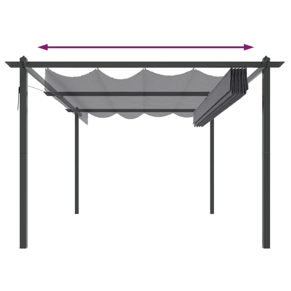 Tuinprieel Met Uittrekbaar Dak 4X3 M Antracietkleurig