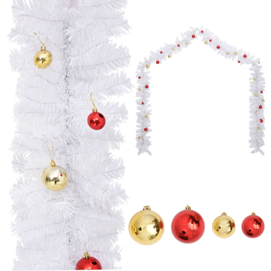 Kerstslinger Versierd Met Kerstballen 5 M Wit