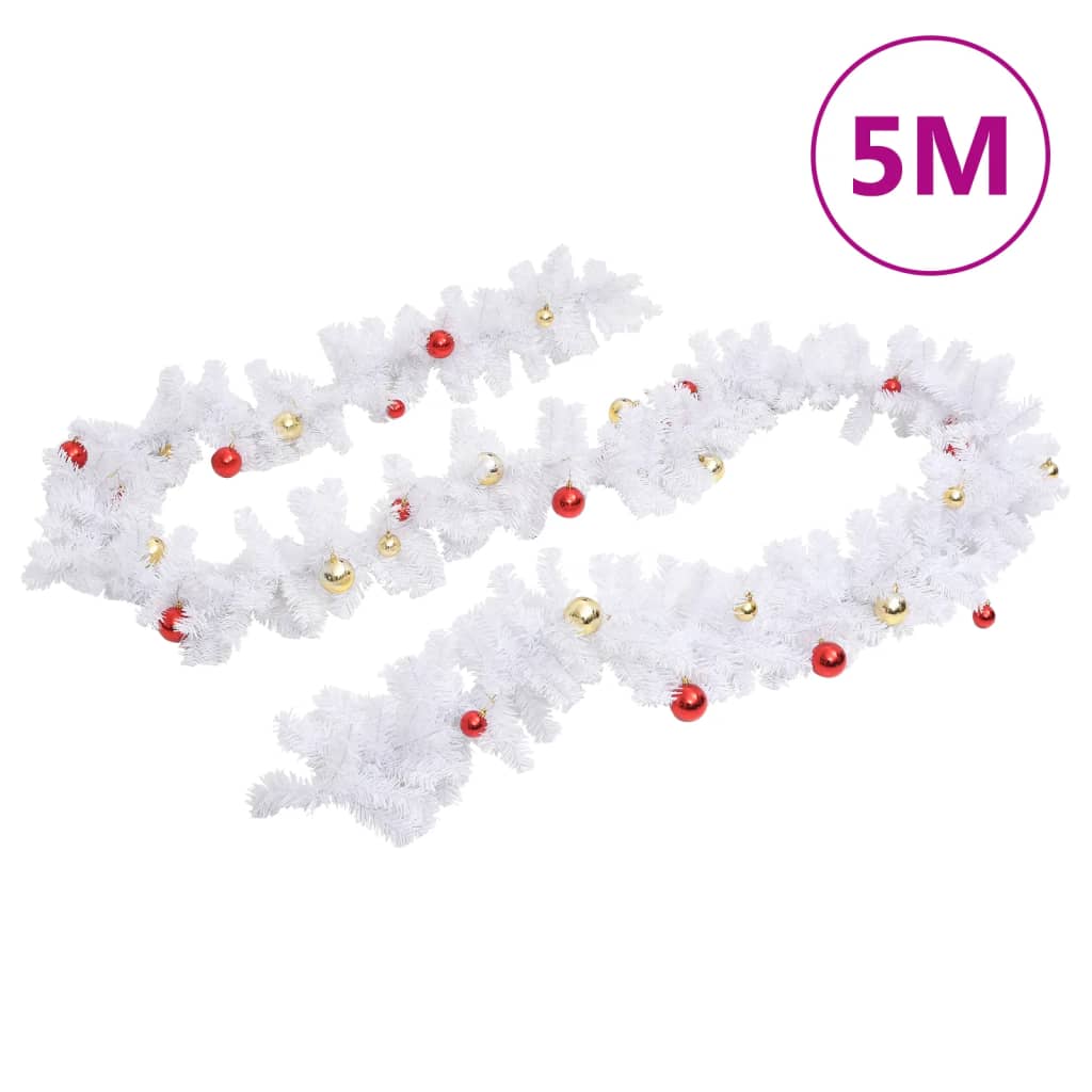 Kerstslinger Versierd Met Kerstballen 5 M Wit