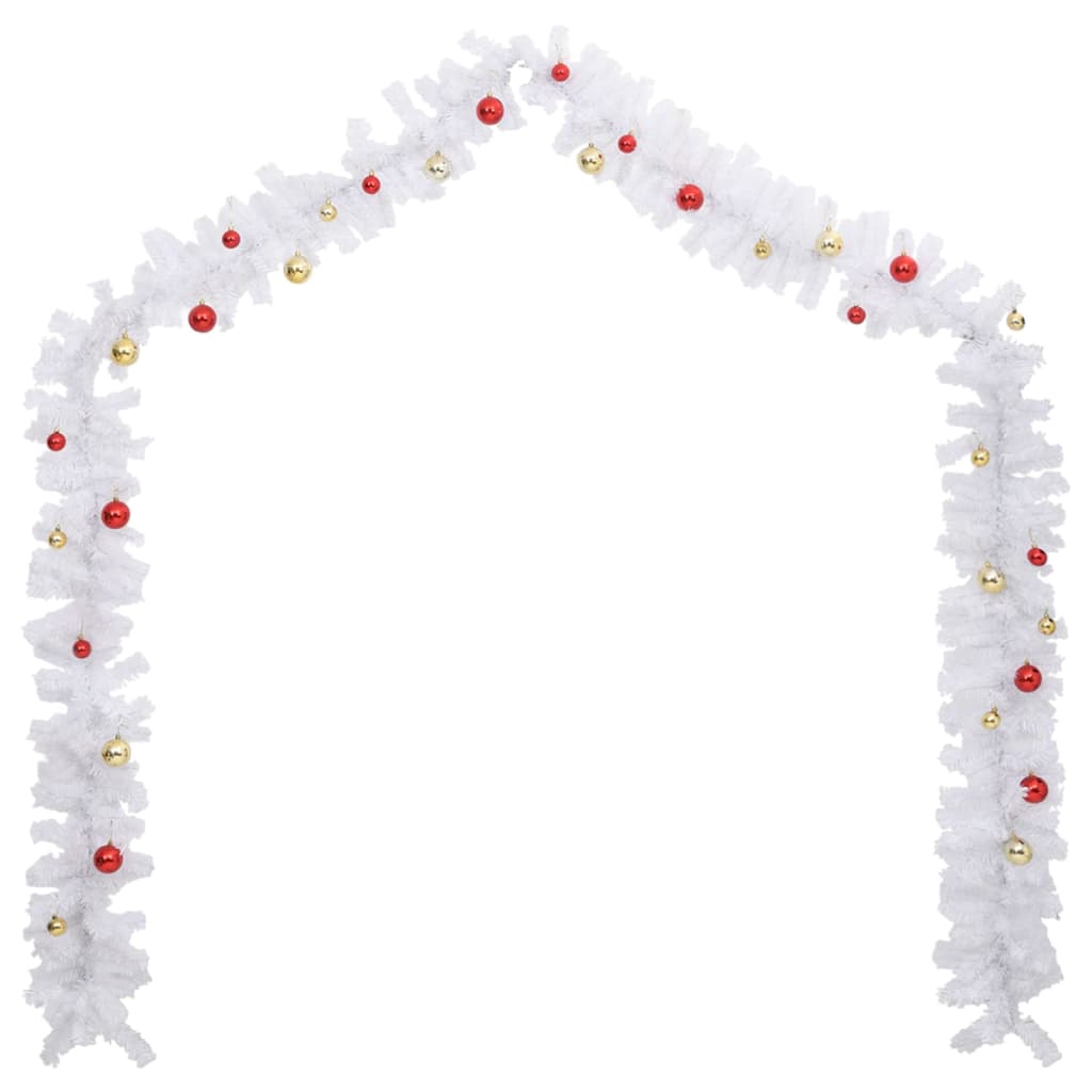 Kerstslinger Versierd Met Kerstballen 5 M Wit