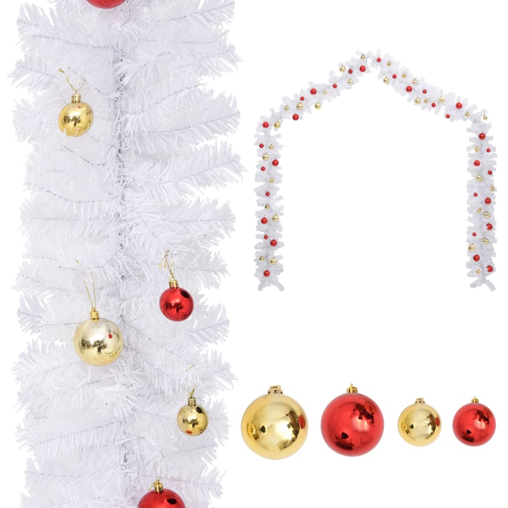 Kerstslinger Versierd Met Kerstballen 10 M Wit