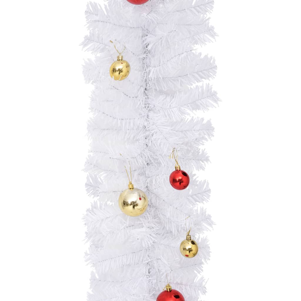 Kerstslinger Versierd Met Kerstballen 10 M Wit