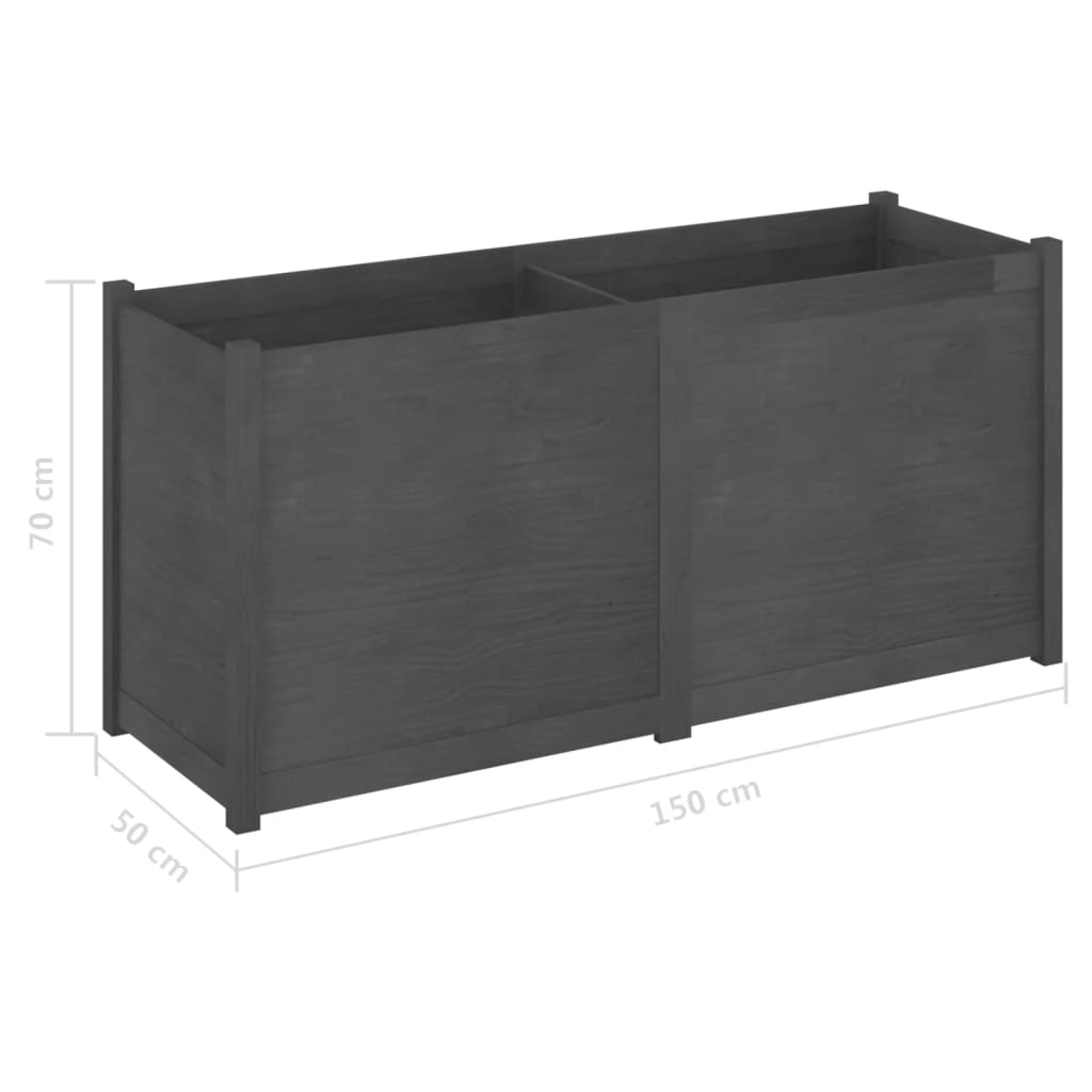 Plantenbak 150X50X70 Cm Massief Grenenhout Grijs