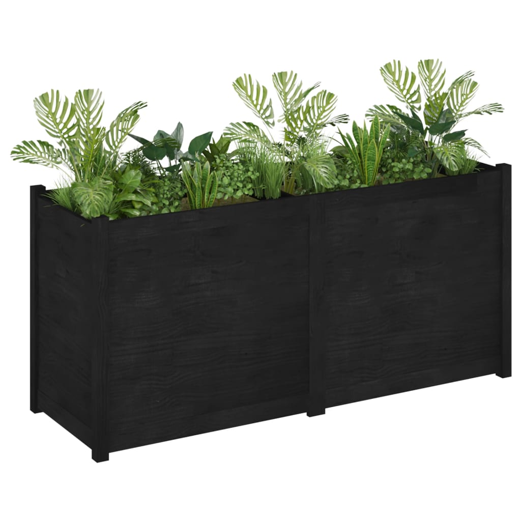 Plantenbak 150X50X70 Cm Massief Grenenhout Zwart