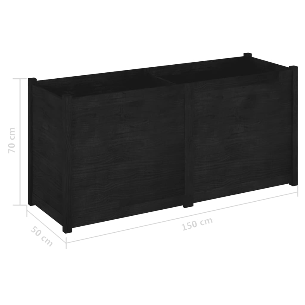 Plantenbak 150X50X70 Cm Massief Grenenhout Zwart