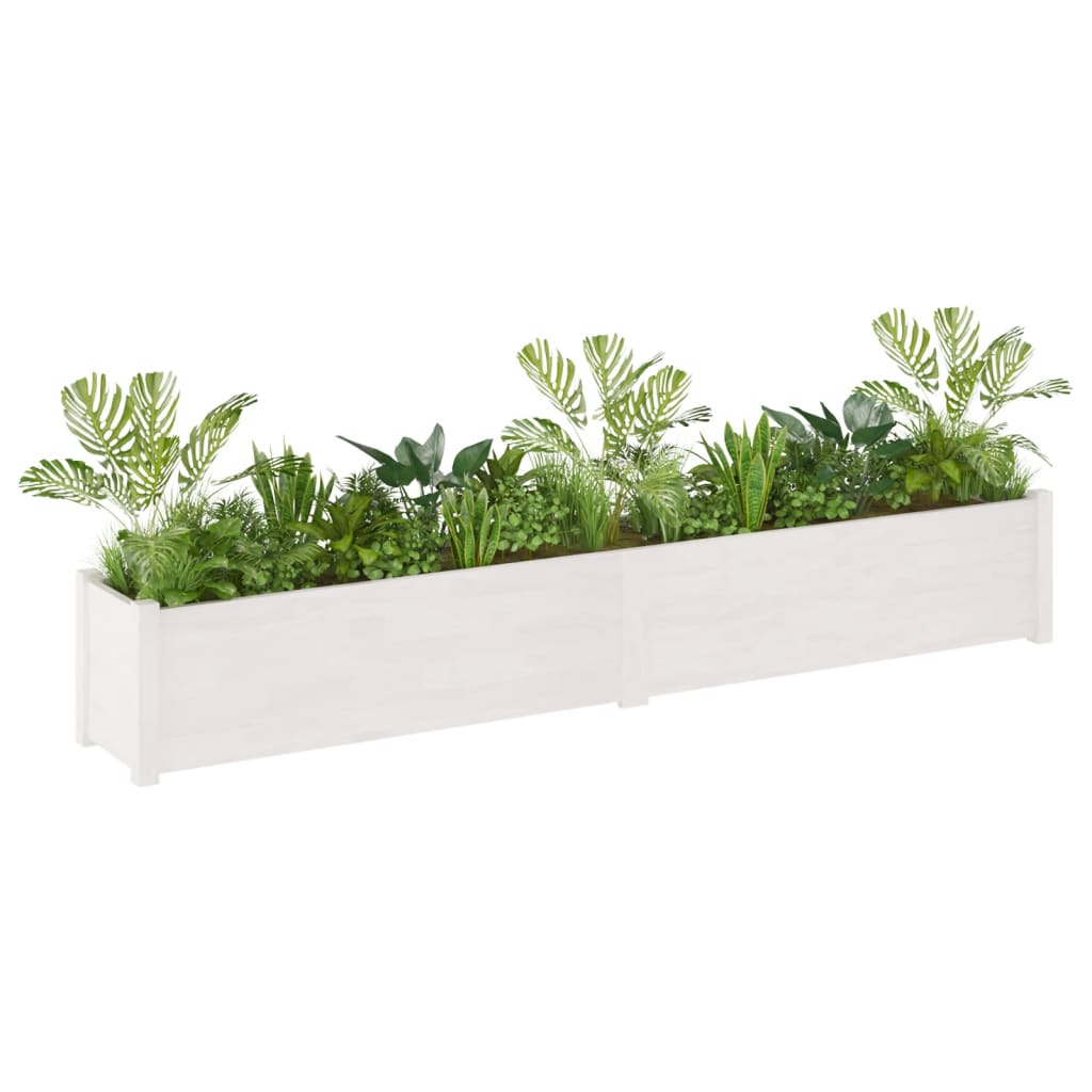Plantenbak 200X31X31 Cm Massief Grenenhout Wit