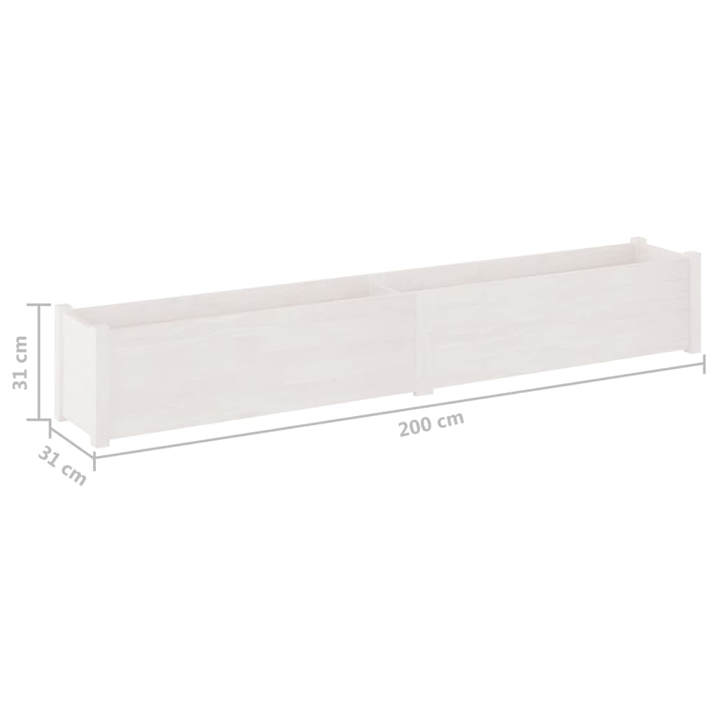 Plantenbak 200X31X31 Cm Massief Grenenhout Wit
