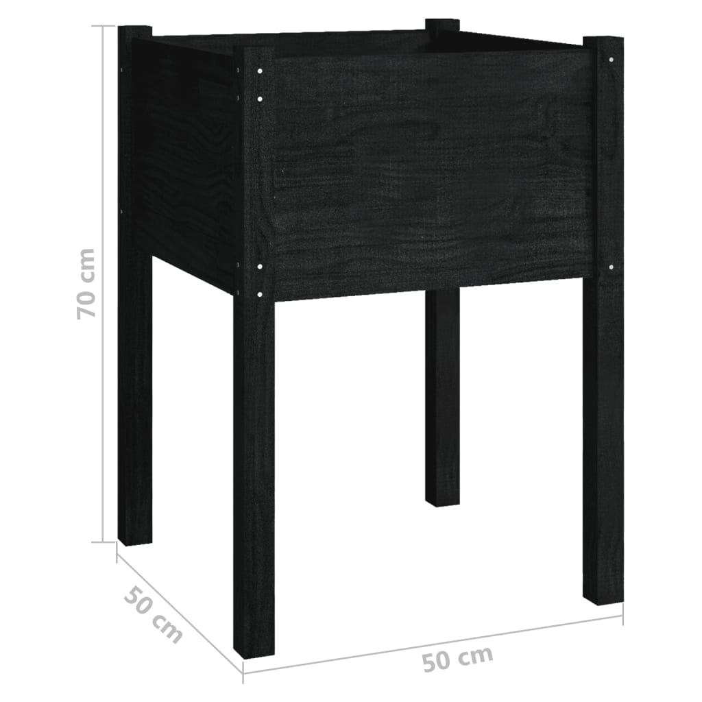 Plantenbak 50X50X70 Cm Massief Grenenhout Zwart