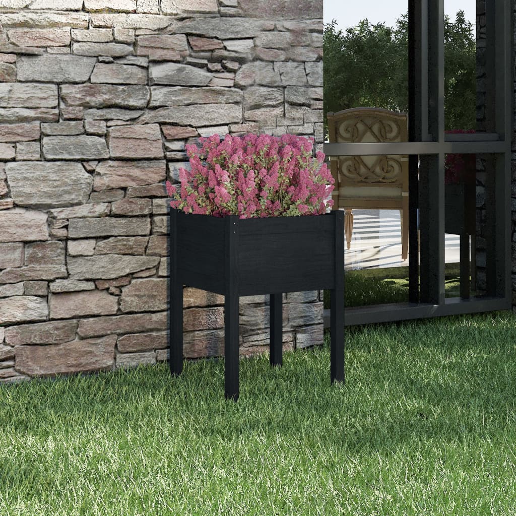 Plantenbak 50X50X70 Cm Massief Grenenhout Zwart