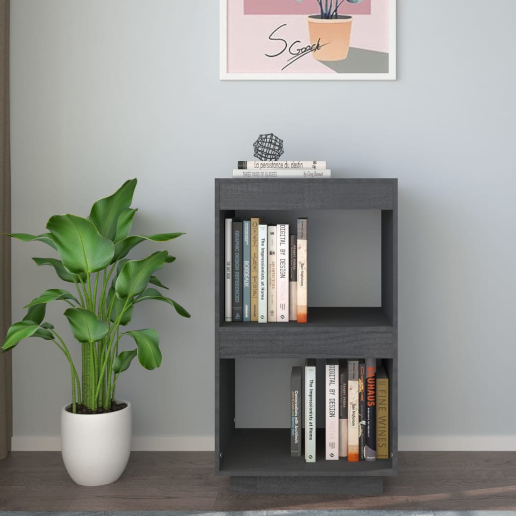 Boekenkast 40X35X71 Cm Massief Grenenhout Grijs