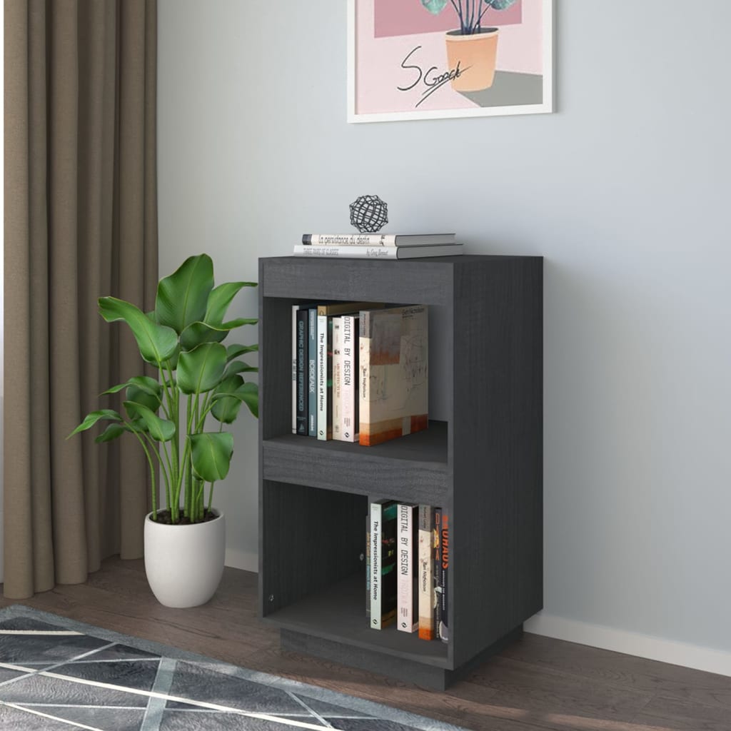 Boekenkast 40X35X71 Cm Massief Grenenhout Grijs