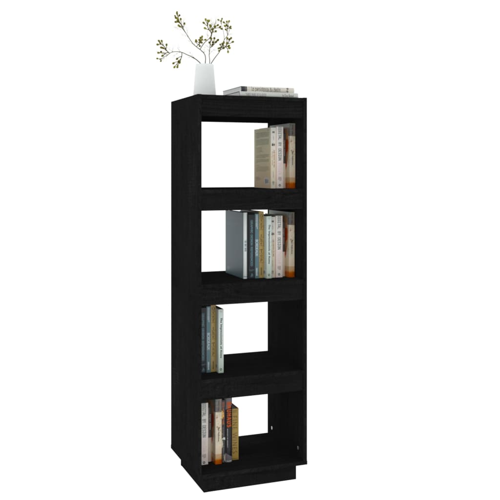 Boekenkast/Kamerscherm 40X35X135 Cm Massief Grenenhout Zwart