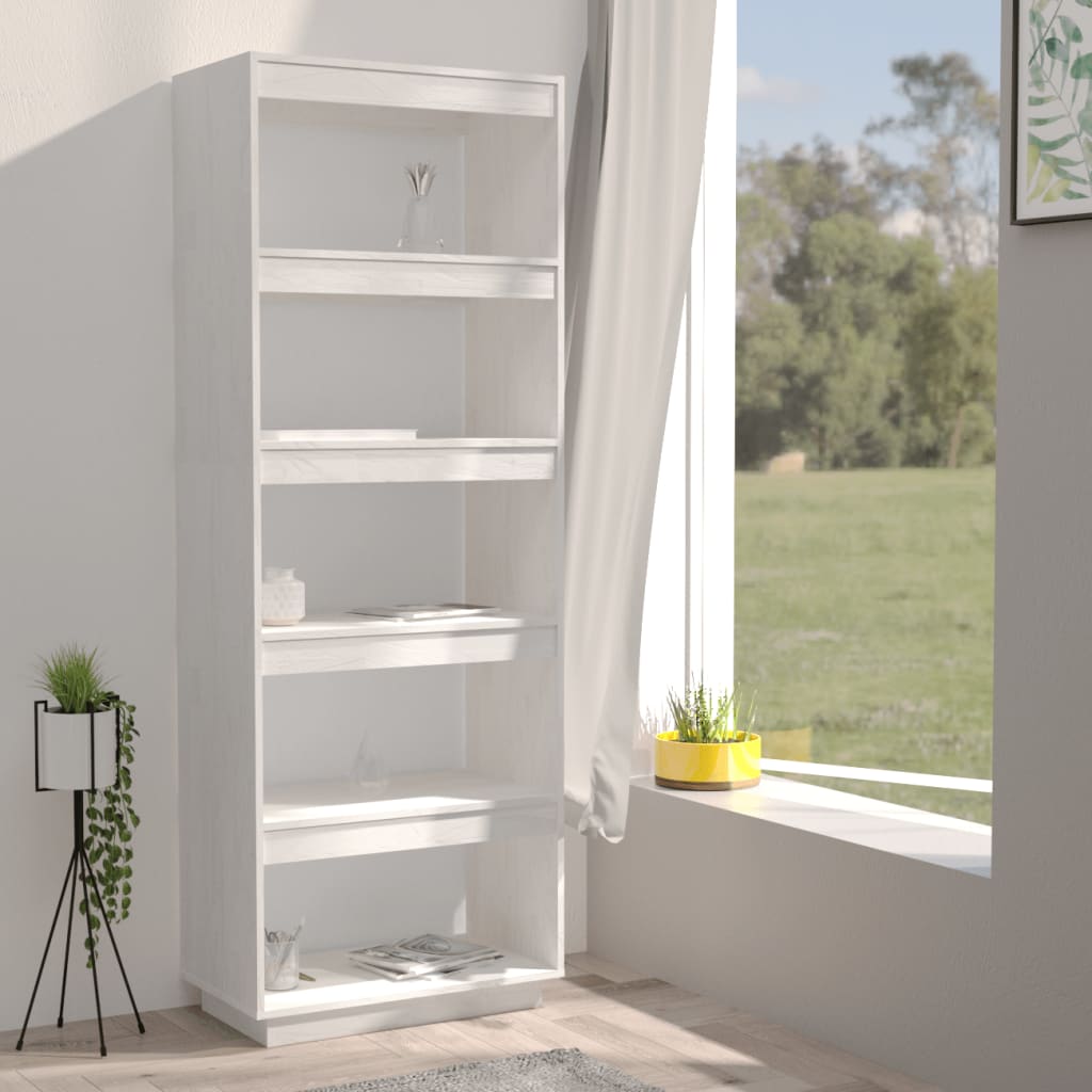 Boekenkast/Kamerscherm 60X35X167 Cm Massief Grenenhout Wit