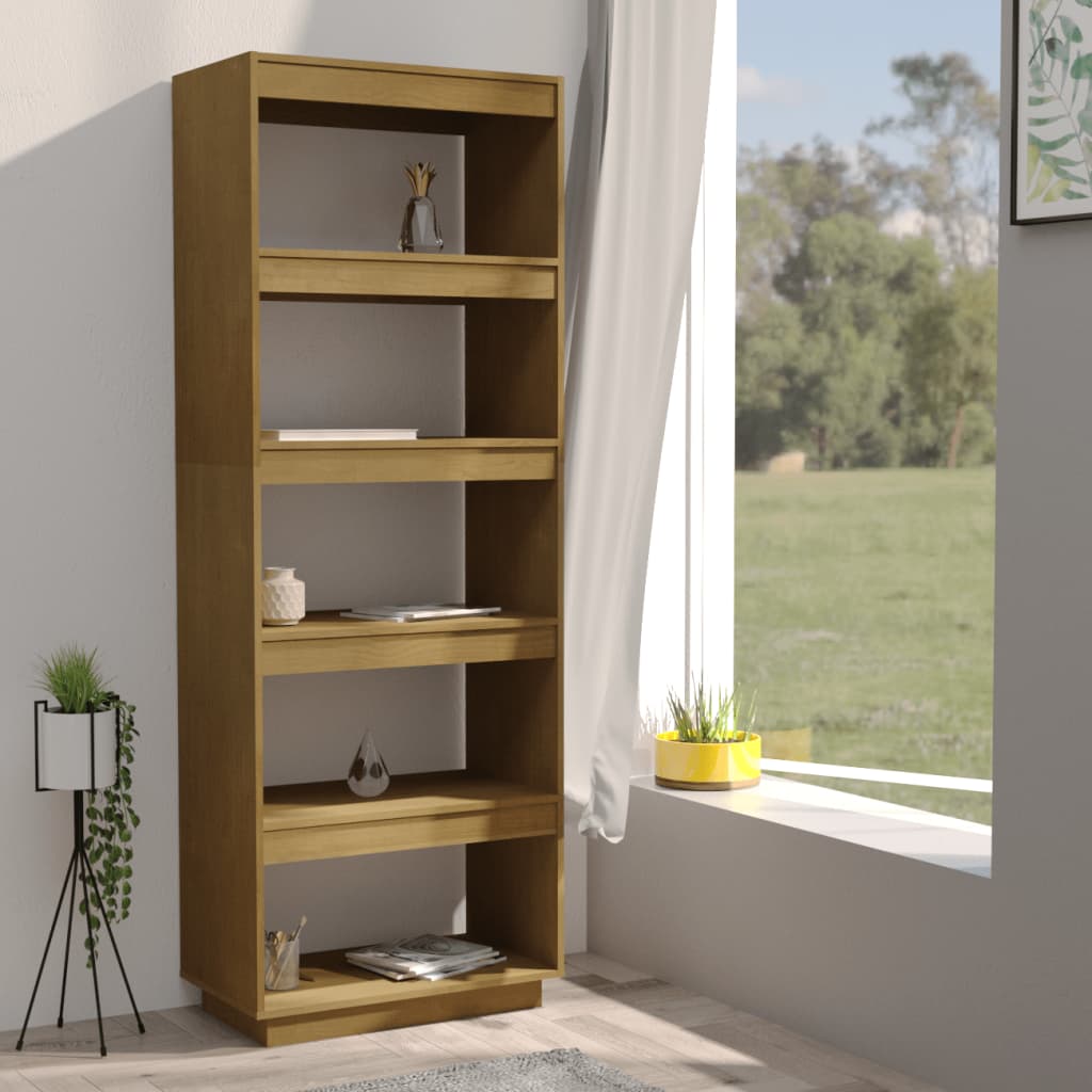 Boekenkast/Kamerscherm 60X35X167 Cm Grenenhout Honingbruin
