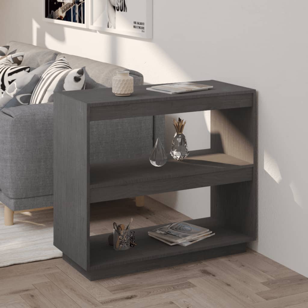 Boekenkast 80X35X71 Cm Massief Grenenhout Grijs