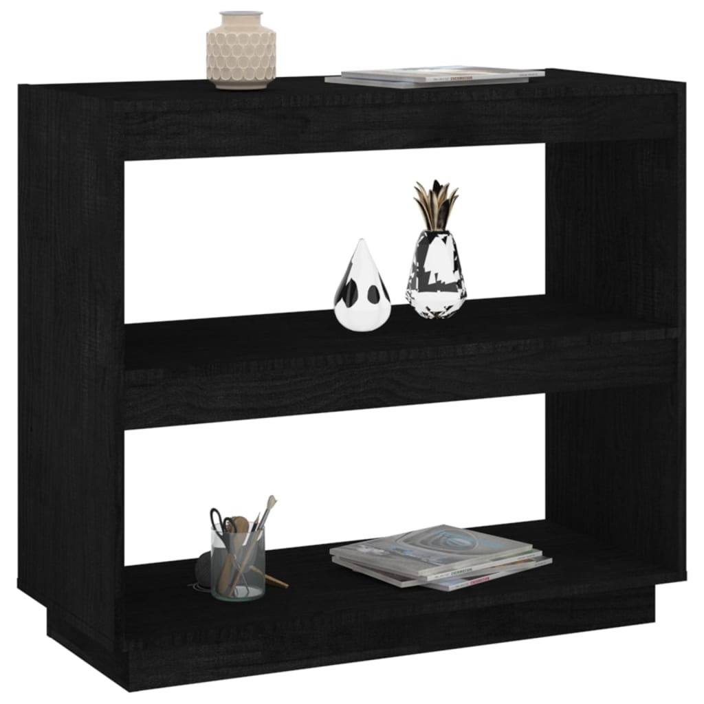 Boekenkast 80X35X71 Cm Massief Grenenhout Zwart