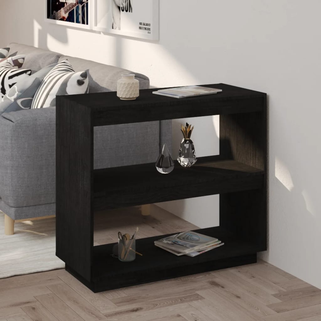 Boekenkast 80X35X71 Cm Massief Grenenhout Zwart