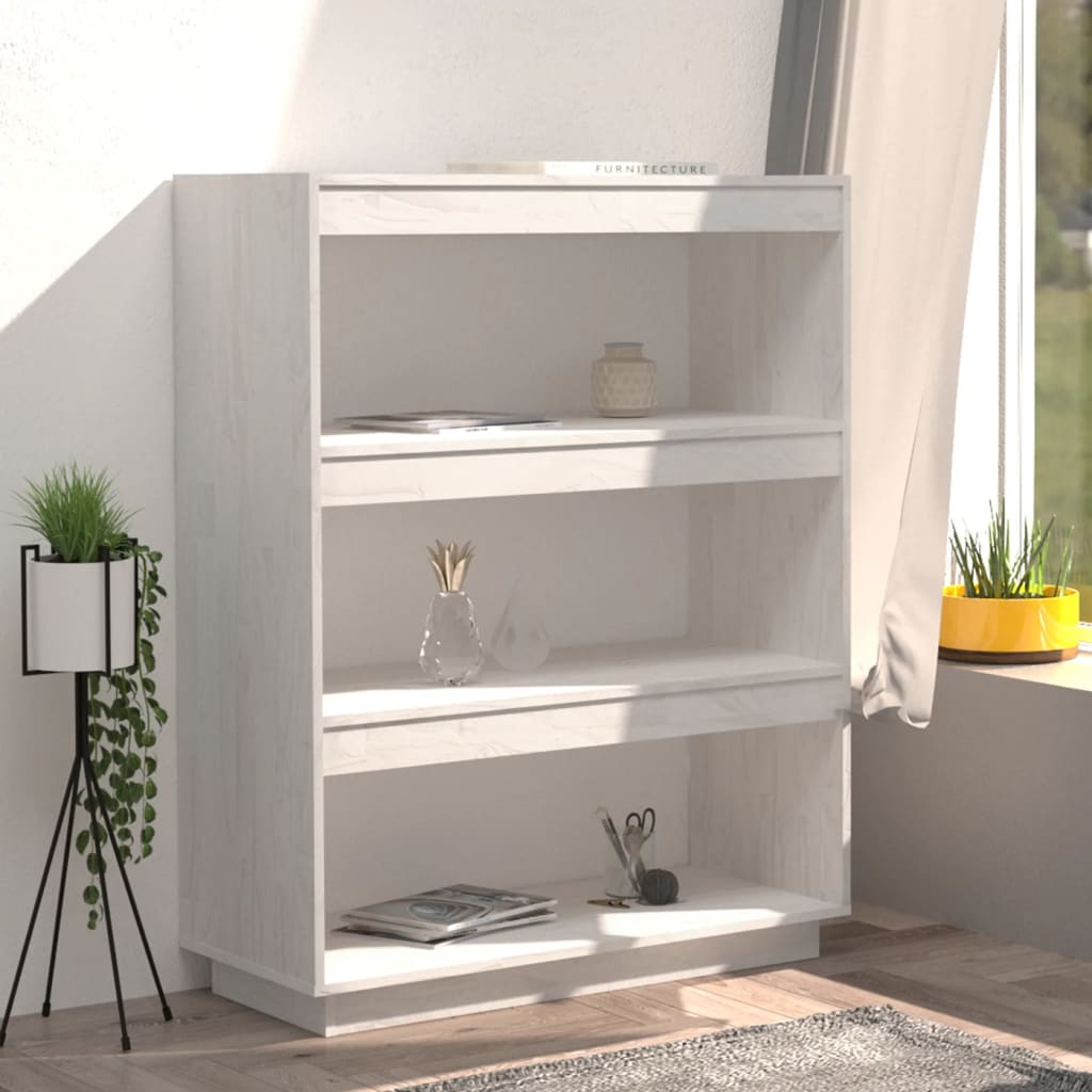 Boekenkast/Kamerscherm 80X35X103 Cm Massief Grenenhout Wit