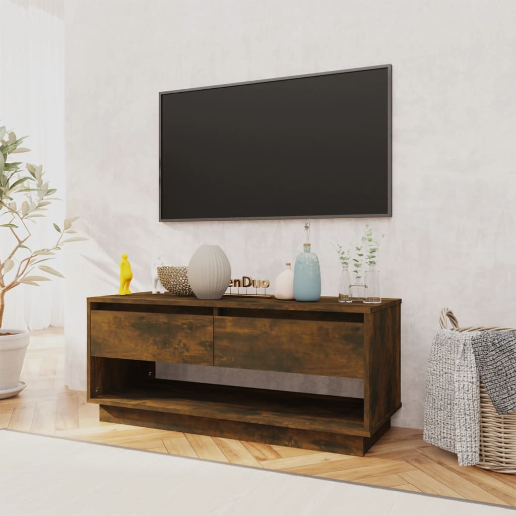 Tv-Meubel 102X41X44 Cm Spaanplaat Gerookt Eikenkleurig