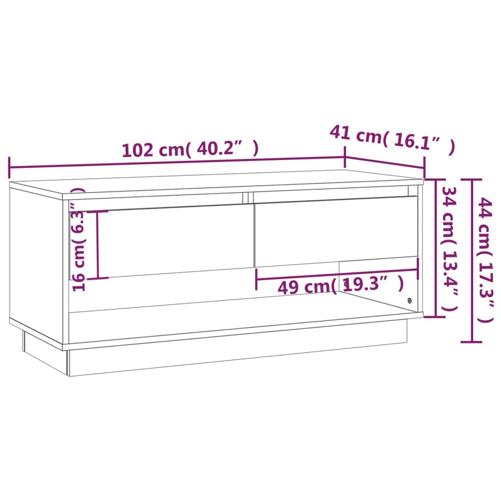 Tv-Meubel 102X41X44 Cm Spaanplaat Gerookt Eikenkleurig