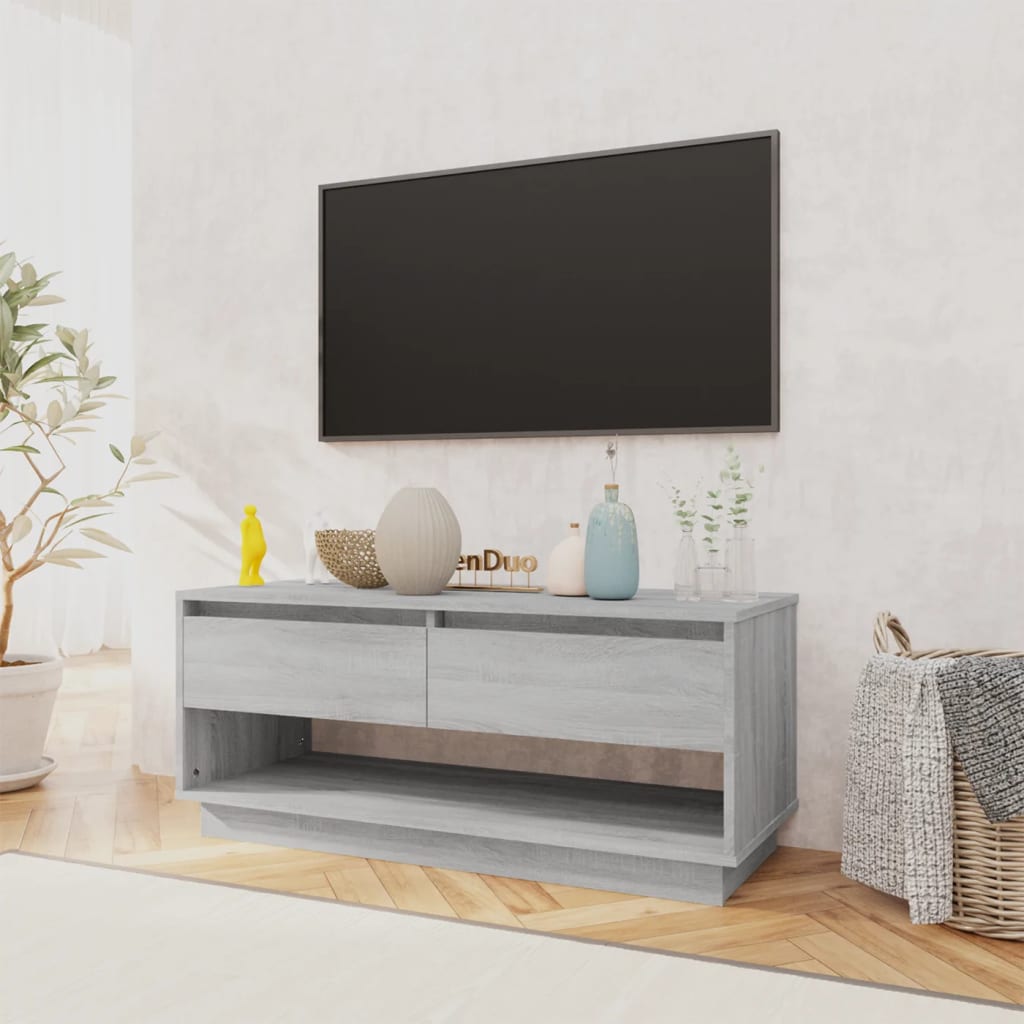 Tv-Meubel 102X41X44 Cm Spaanplaat Grijs Sonoma Eikenkleurig