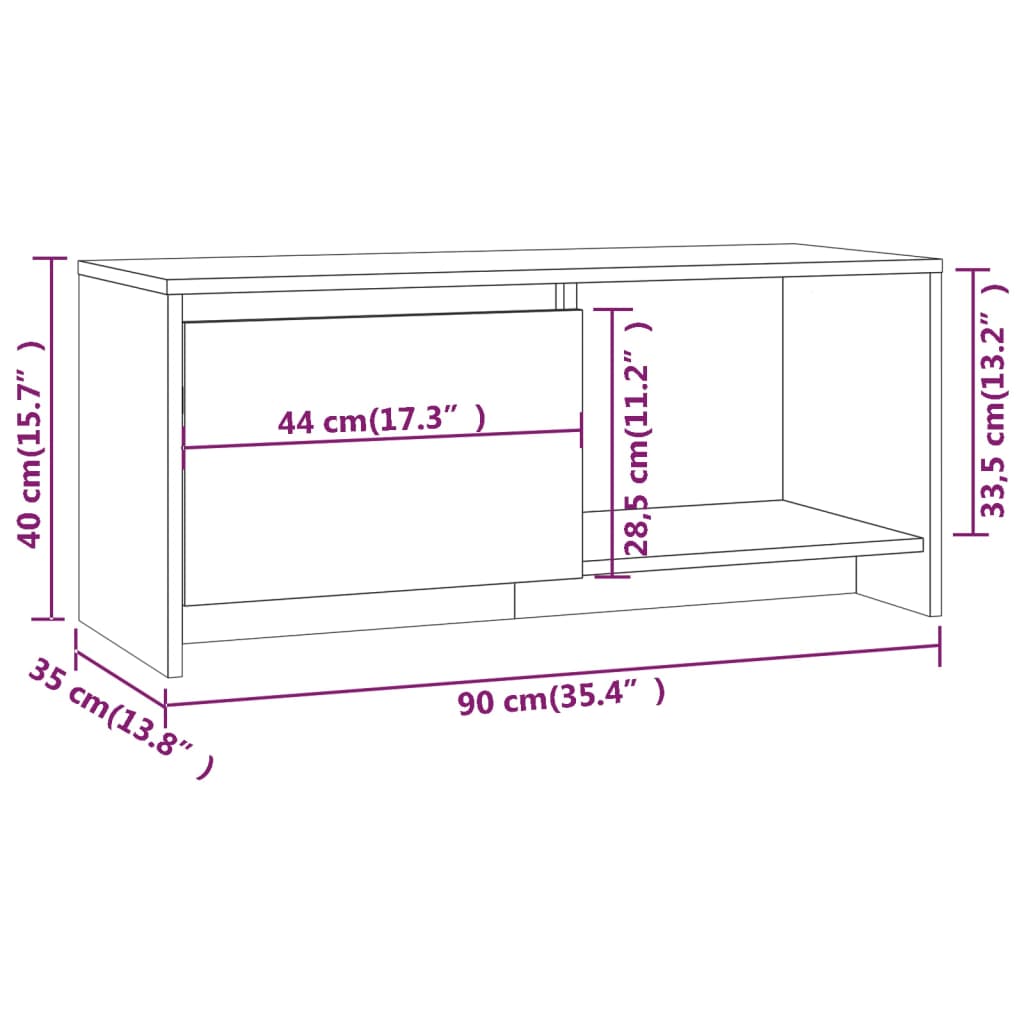 Tv-Meubel 90X35X40 Cm Spaanplaat Gerookt Eikenkleurig