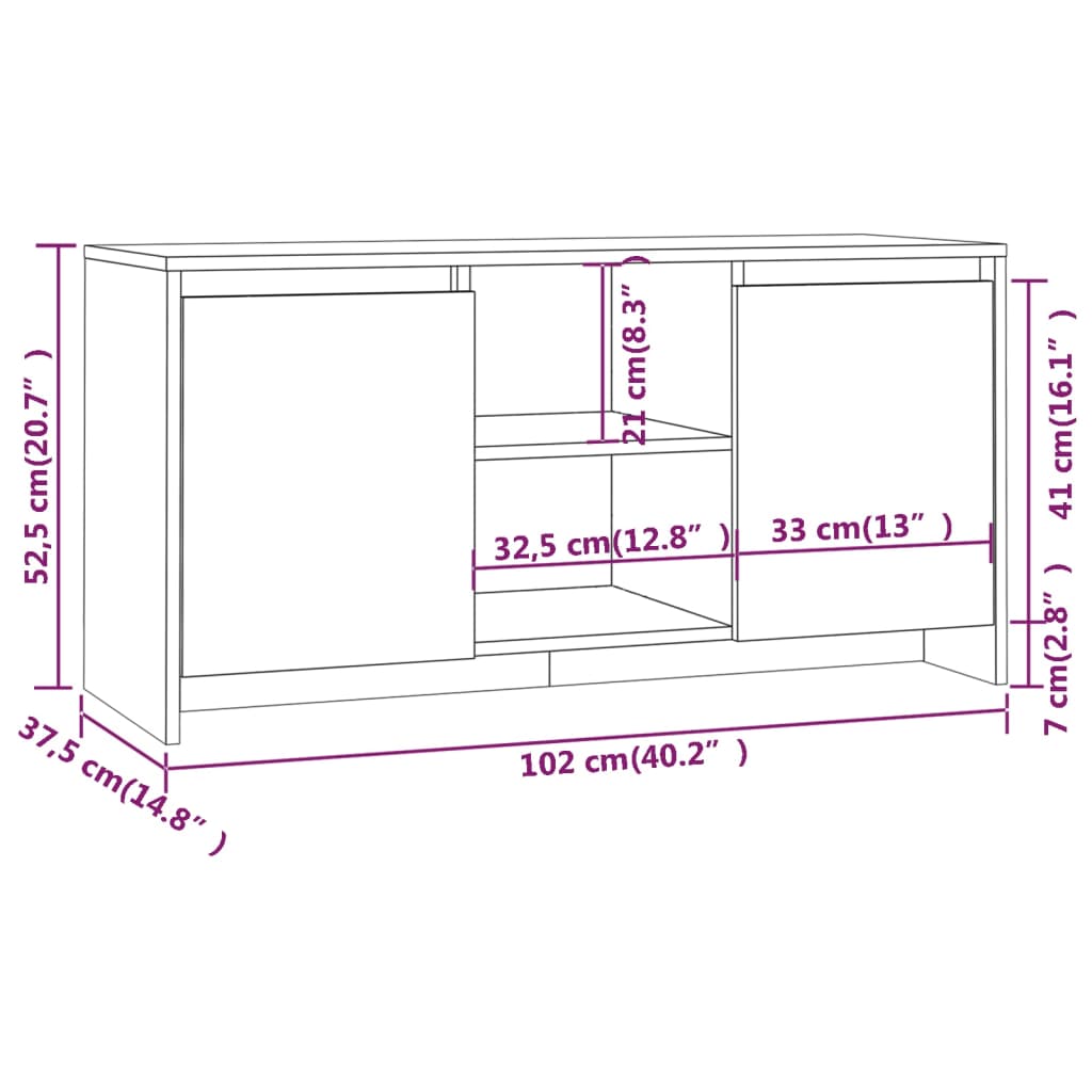 Tv-Meubel 102X37,5X52,5 Cm Spaanplaat Grijs Sonoma Eikenkleurig