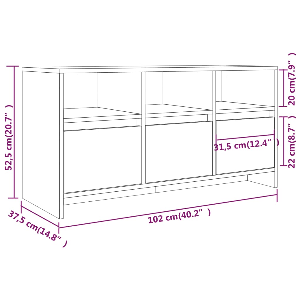 Tv-Meubel 102X37,5X52,5 Cm Spaanplaat Grijs Sonoma Eikenkleurig