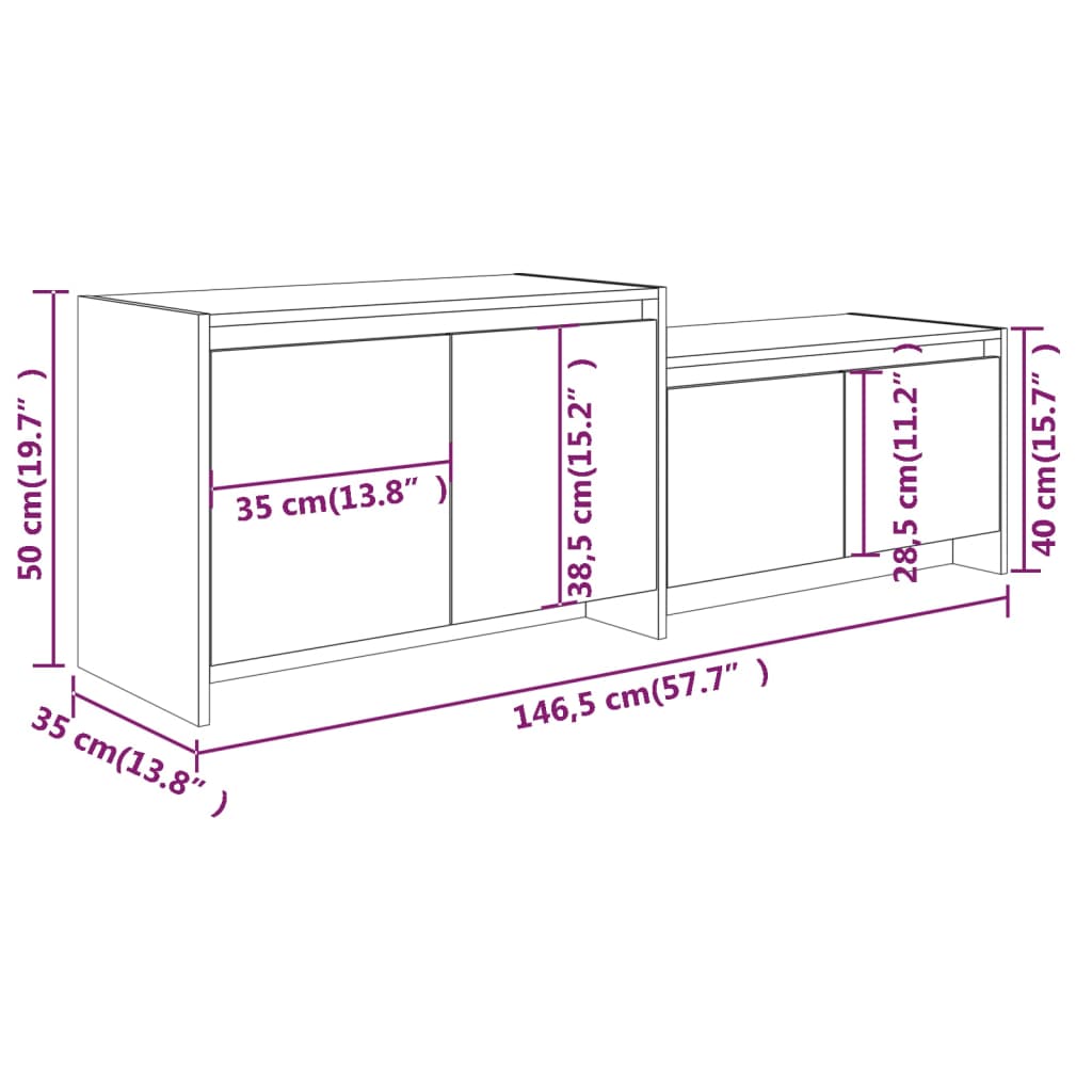 Tv-Meubel 146,5X35X50 Cm Spaanplaat Gerookt Eikenkleurig