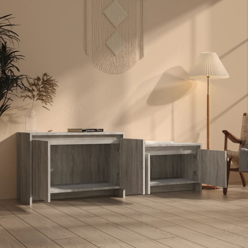 Vidal Tv-Meubel 146,5X35X50 Cm Spaanplaat Grijs Sonoma Eikenkleurig
