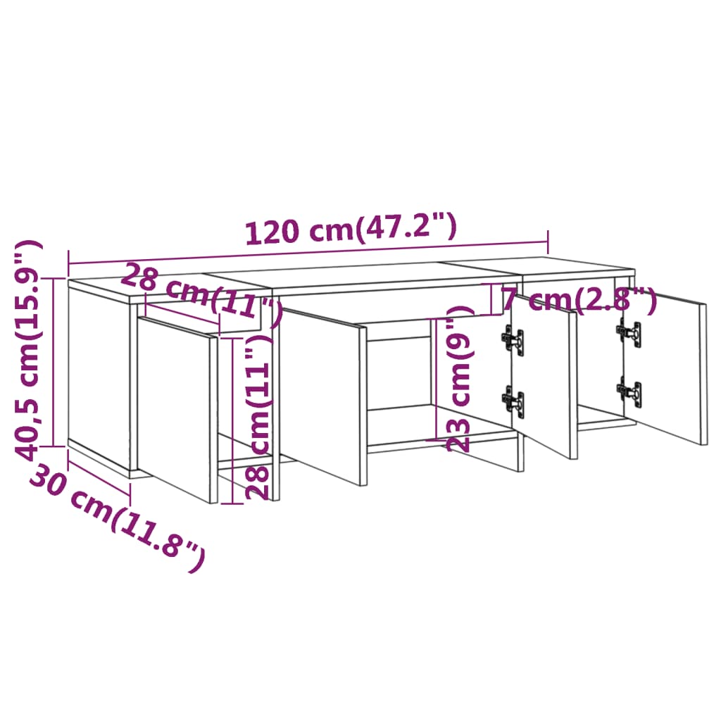 Tv-Meubel 120X30X40,5 Cm Spaanplaat Gerook Eikenkleurig