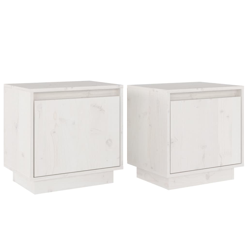Nachtkastjes 2 St 40X30X40 Cm Massief Grenenhout Wit