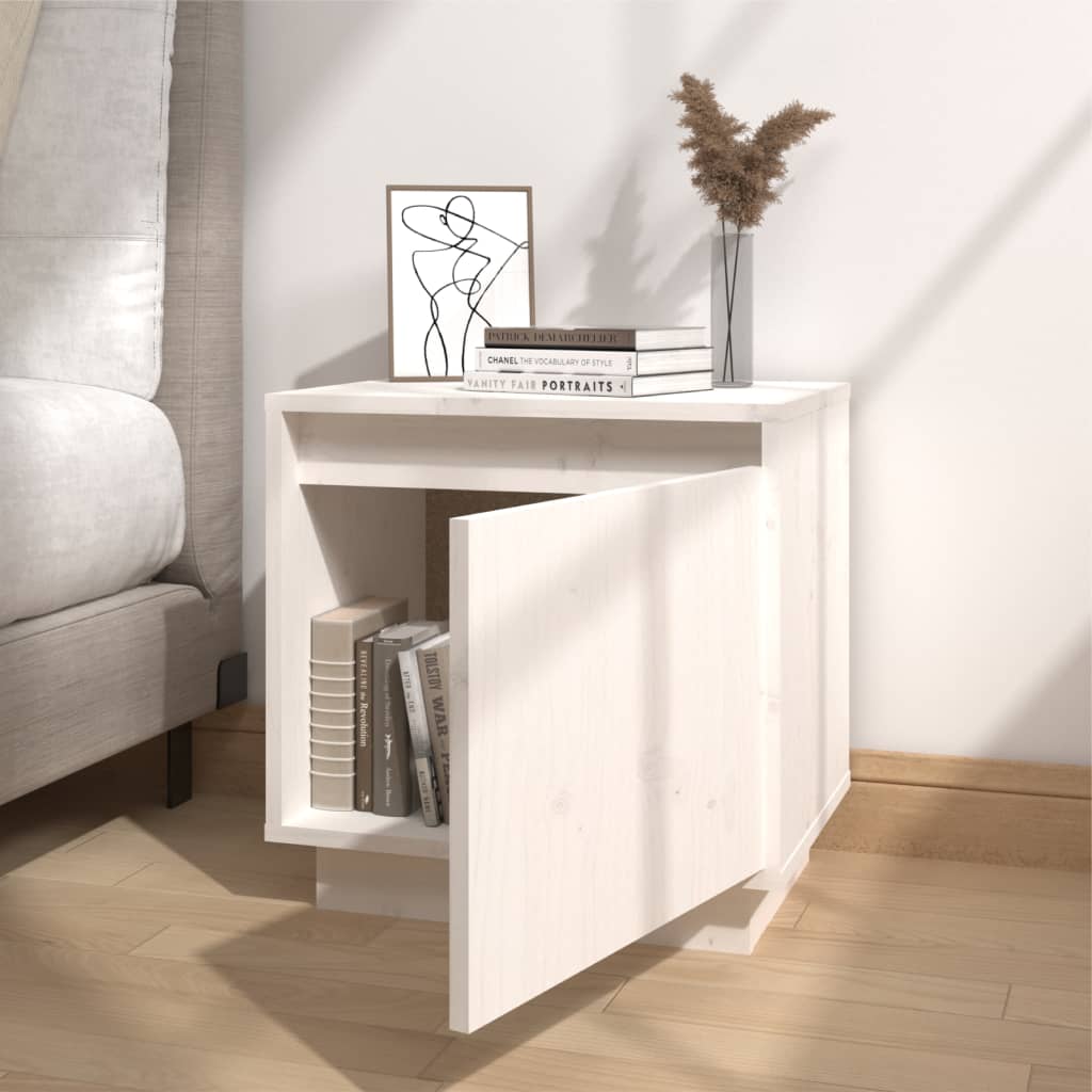 Nachtkastjes 2 St 40X30X40 Cm Massief Grenenhout Wit