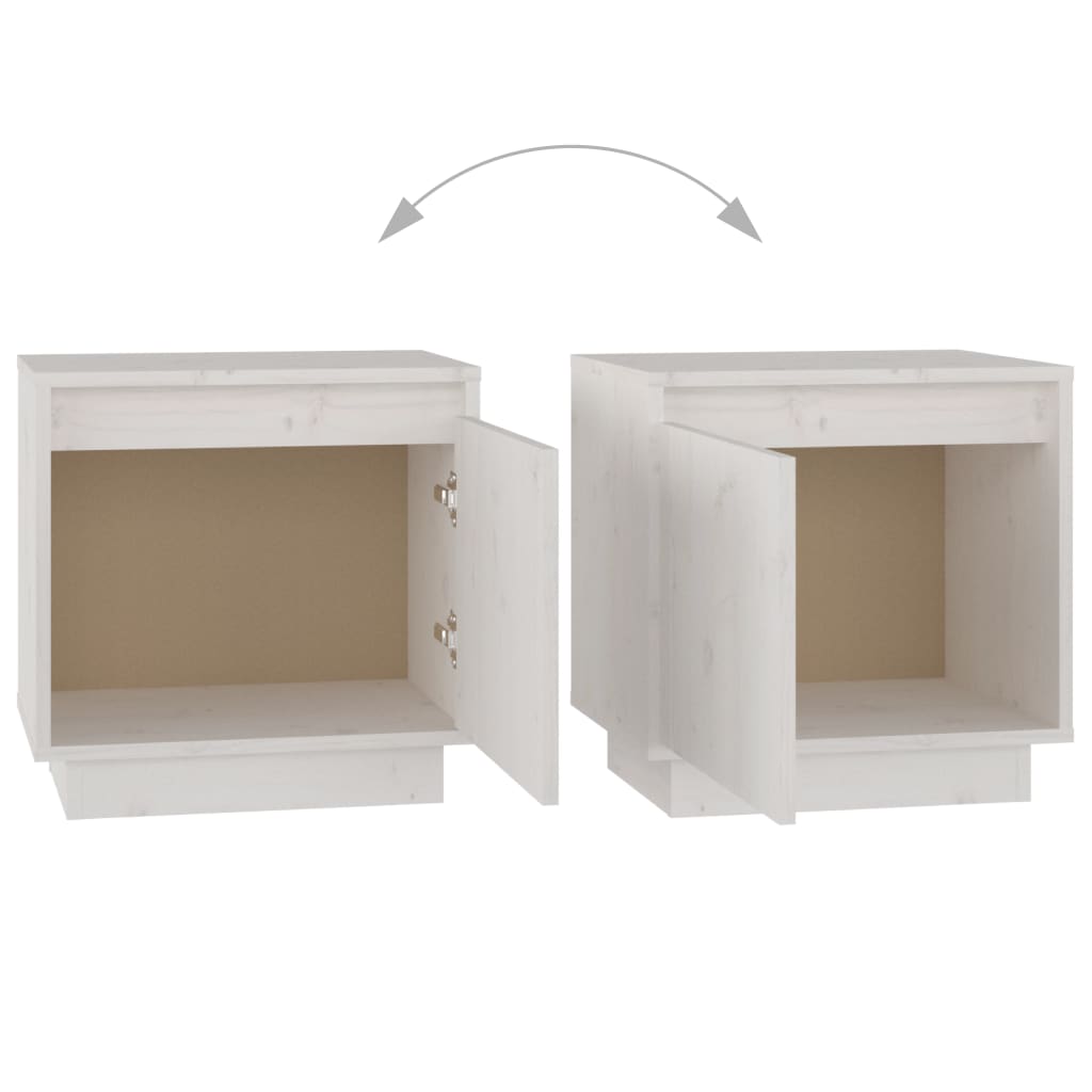 Nachtkastjes 2 St 40X30X40 Cm Massief Grenenhout Wit