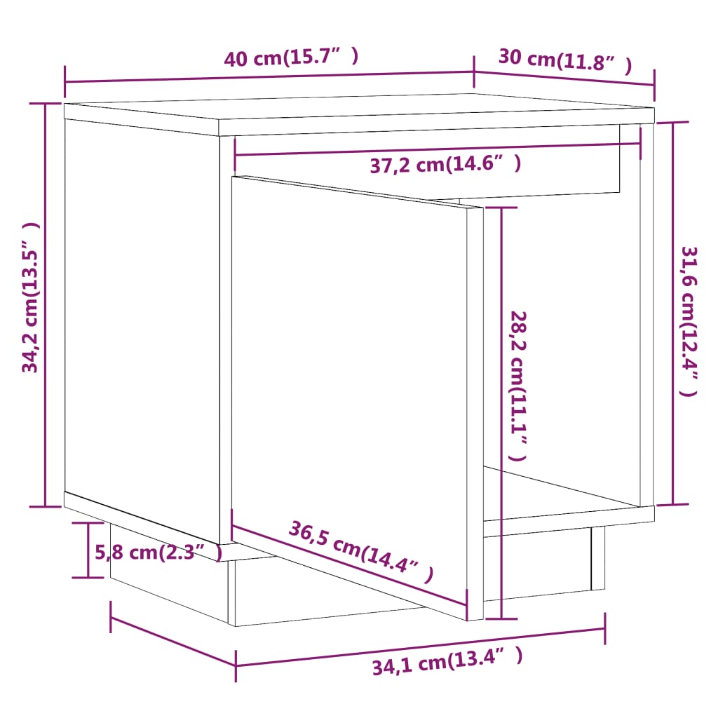 Nachtkastjes 2 St 40X30X40 Cm Massief Grenenhout Wit