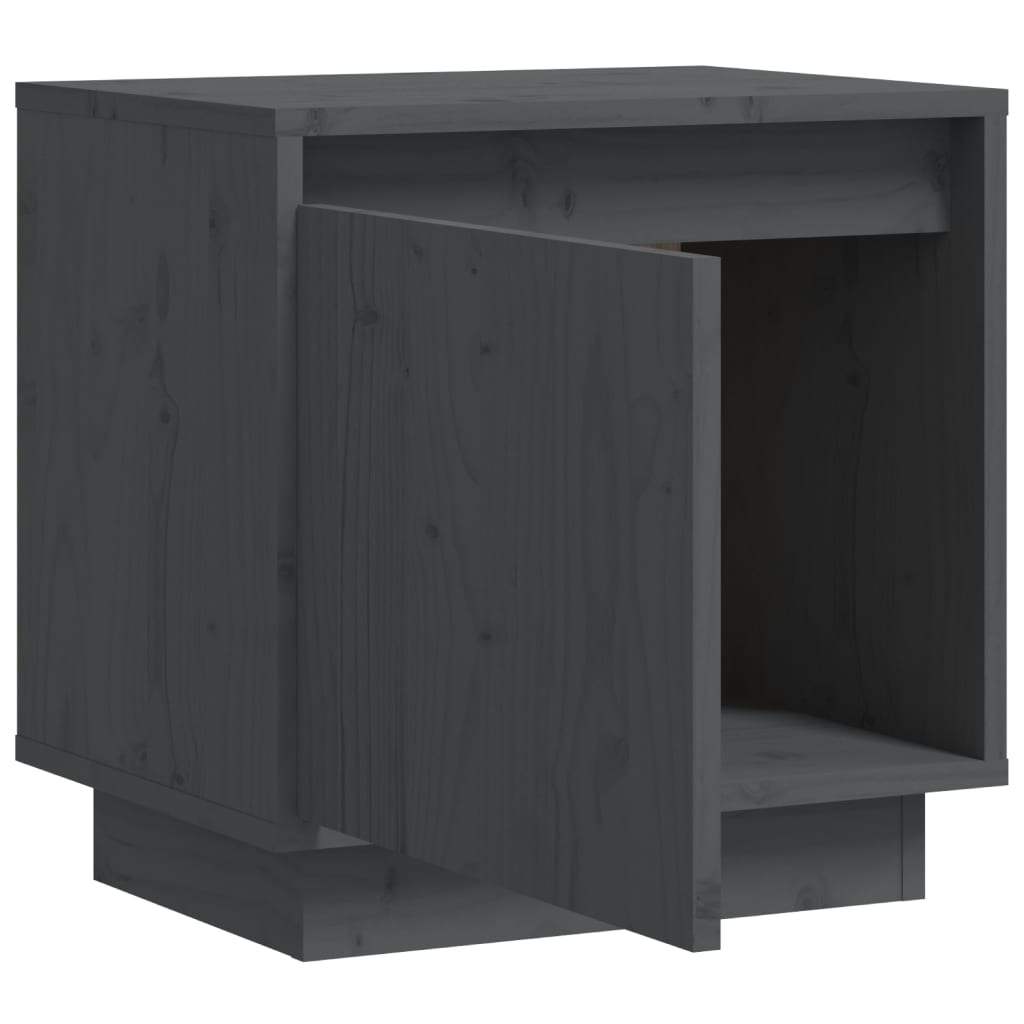 Nachtkastje 40X30X40 Cm Massief Grenenhout Grijs