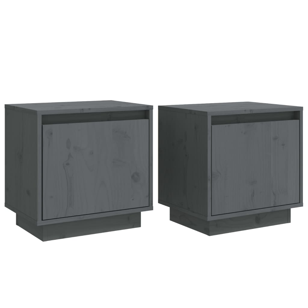 Nachtkastjes 2 St 40X30X40 Cm Massief Grenenhout Grijs