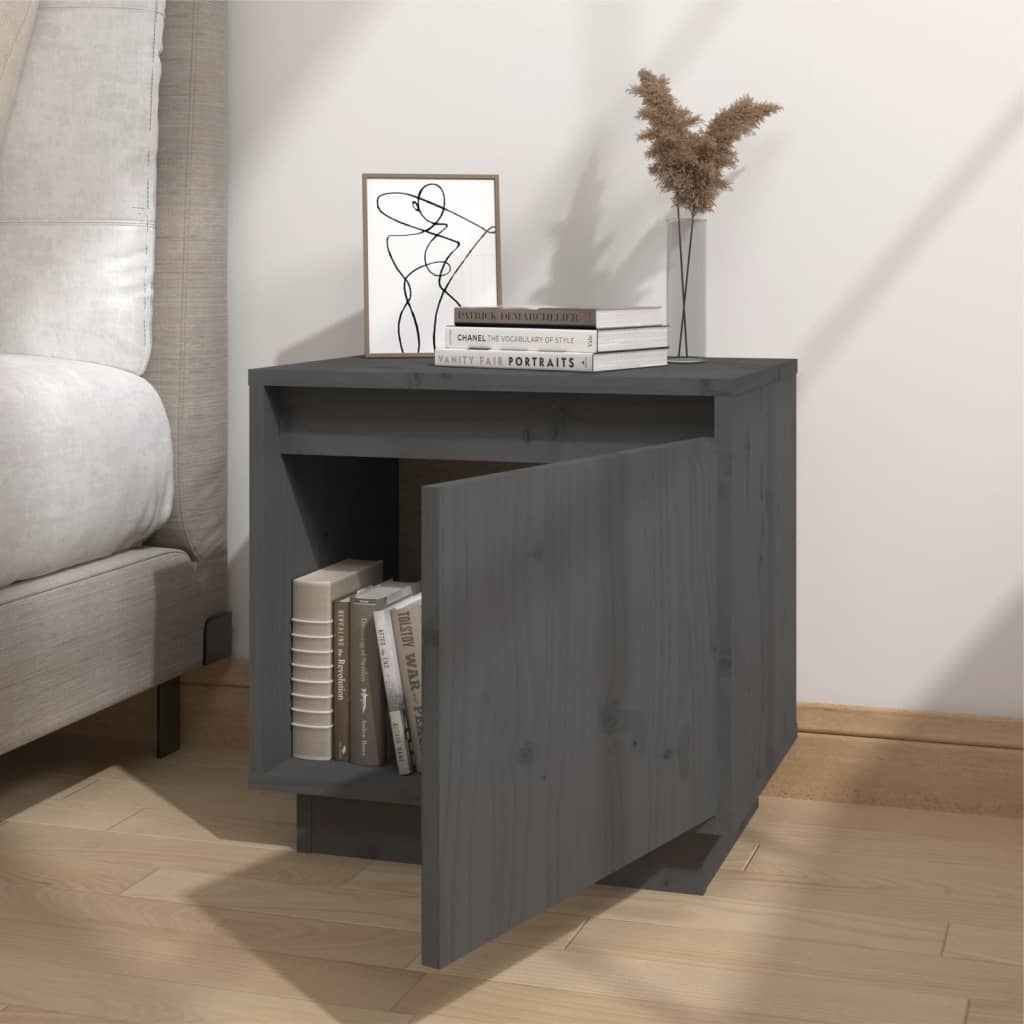 Nachtkastjes 2 St 40X30X40 Cm Massief Grenenhout Grijs