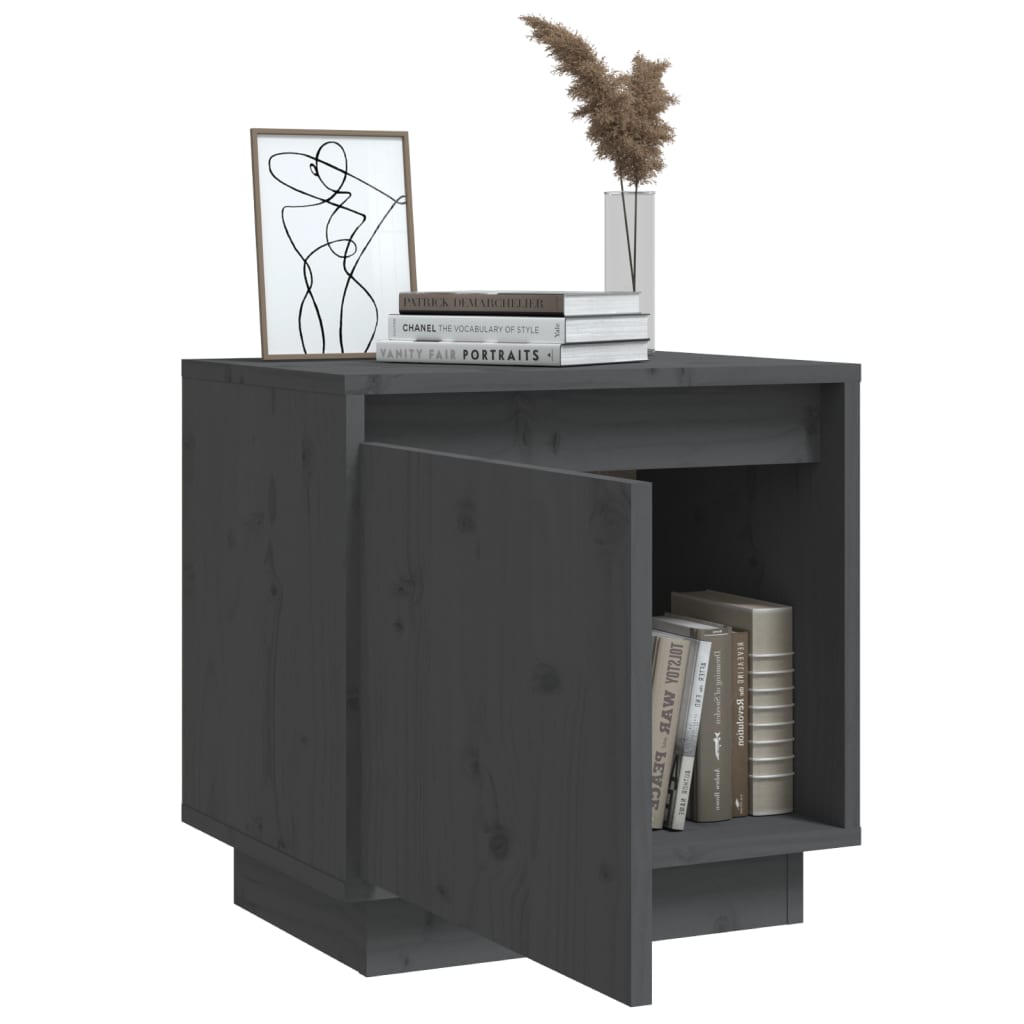 Nachtkastjes 2 St 40X30X40 Cm Massief Grenenhout Grijs