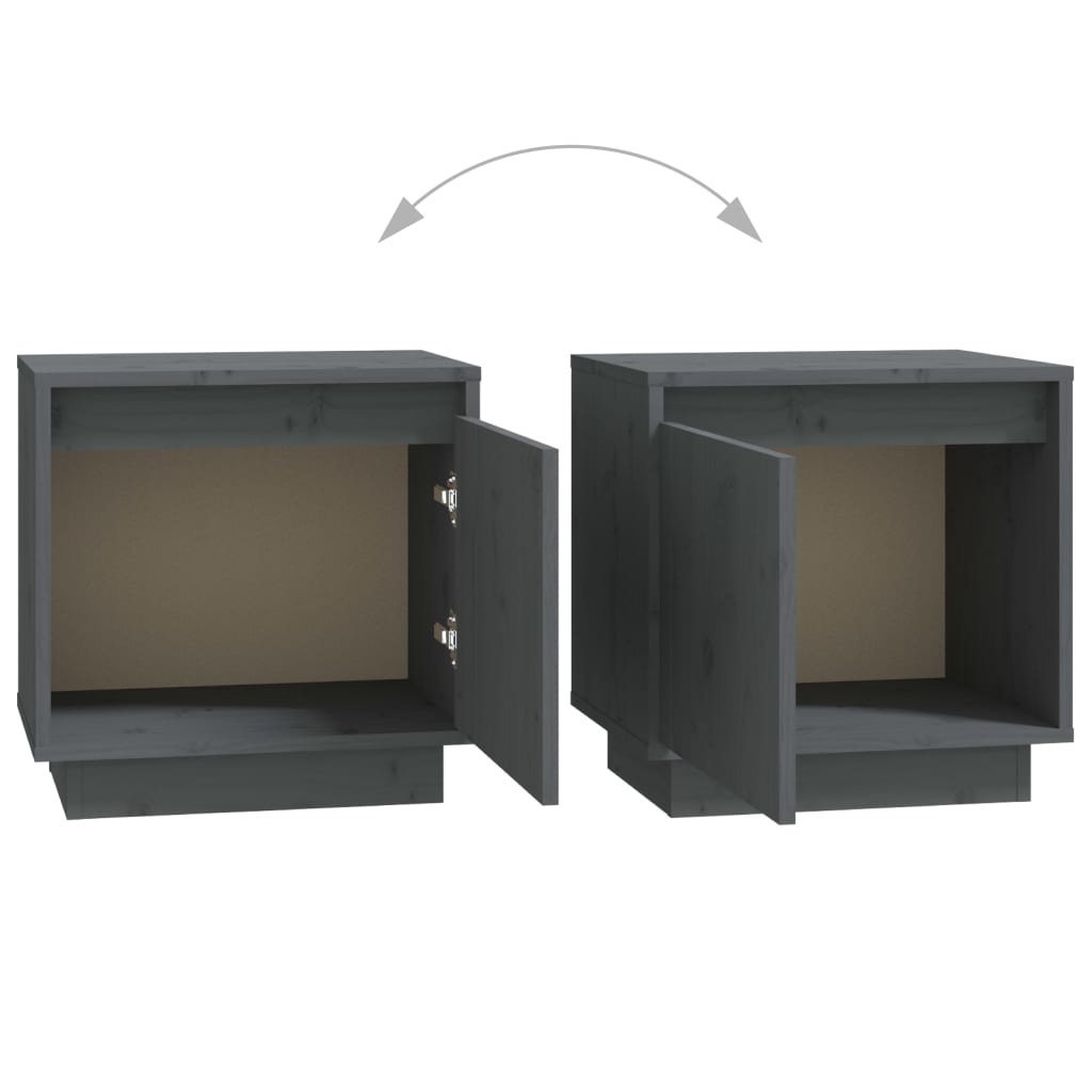 Nachtkastjes 2 St 40X30X40 Cm Massief Grenenhout Grijs
