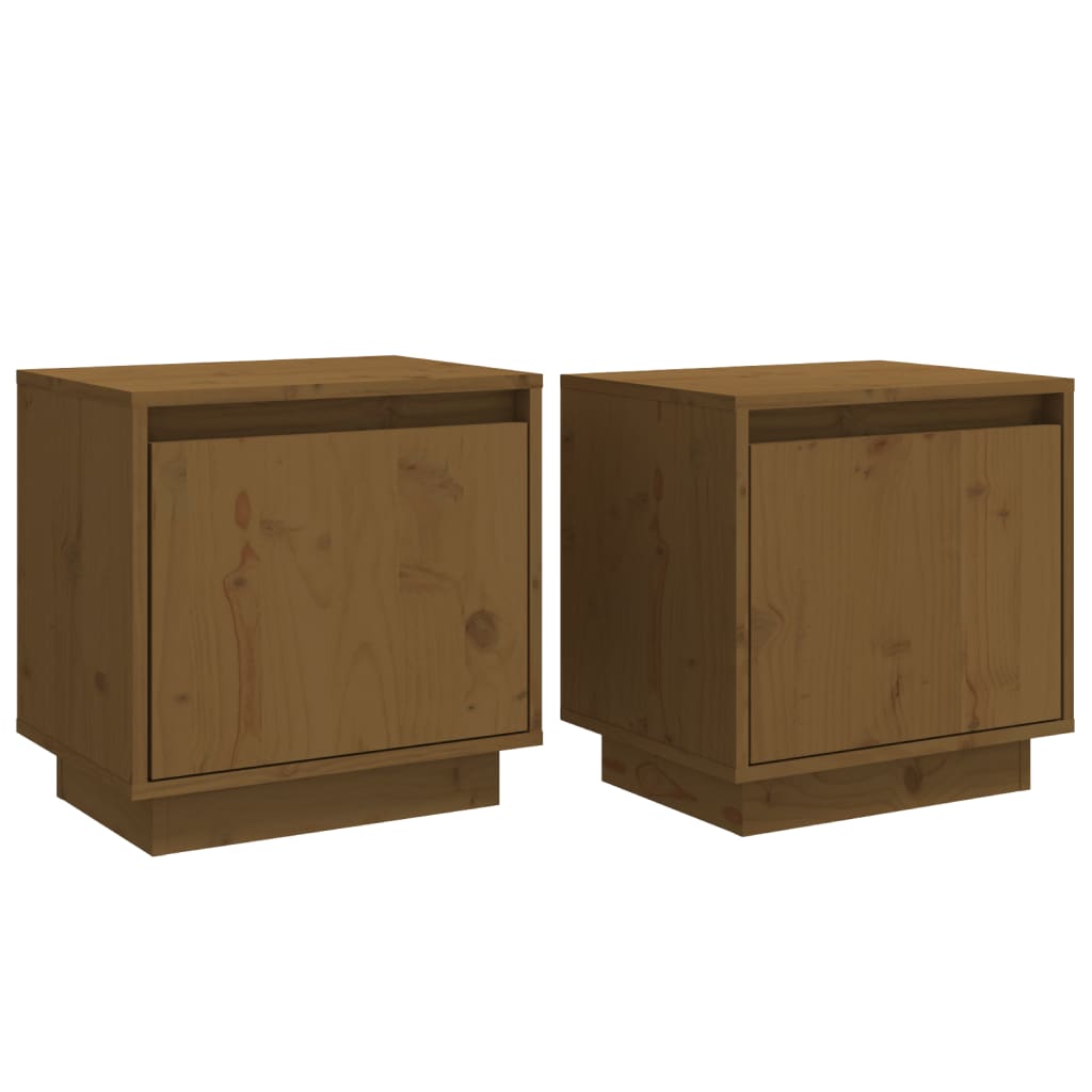 Nachtkastjes 2 St 40X30X40 Cm Massief Grenenhout Honingbruin