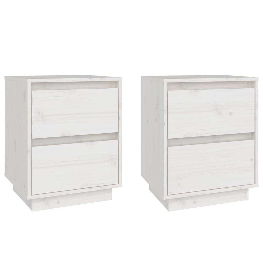 Nachtkastjes 2 St 40X35X50 Cm Massief Grenenhout Wit
