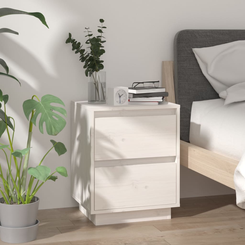 Nachtkastjes 2 St 40X35X50 Cm Massief Grenenhout Wit